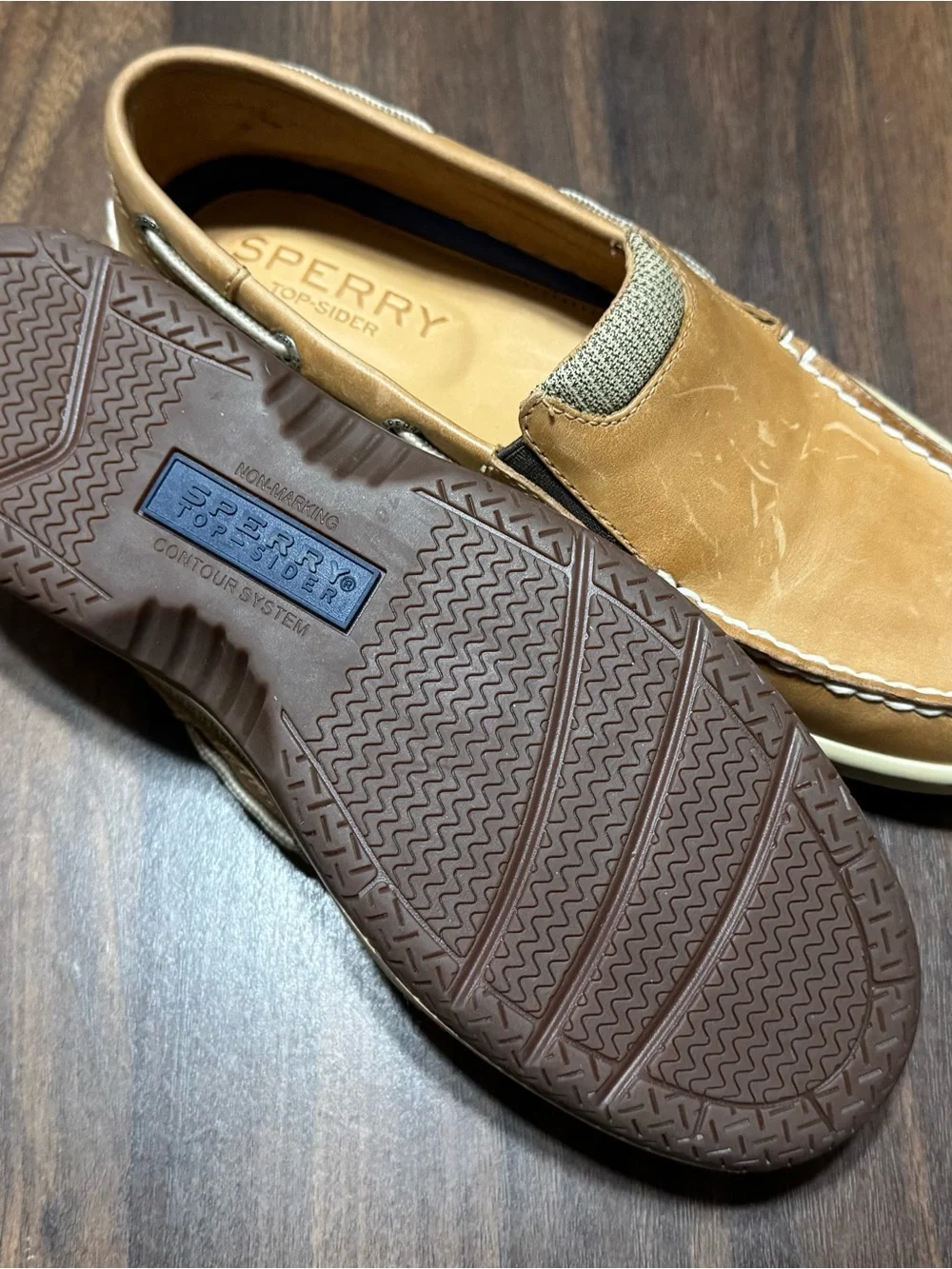 Sperry Men’s Tan Leather Billfish Slip-On Boat Shoes